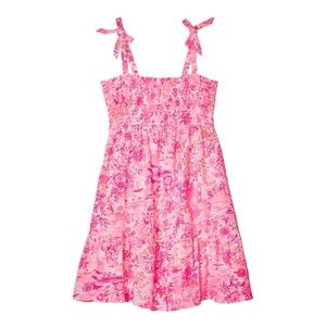Lilly Pulitzer Kid’s Mini Kailua Dress Peony Pink Seaside Scene Size L 8-10
